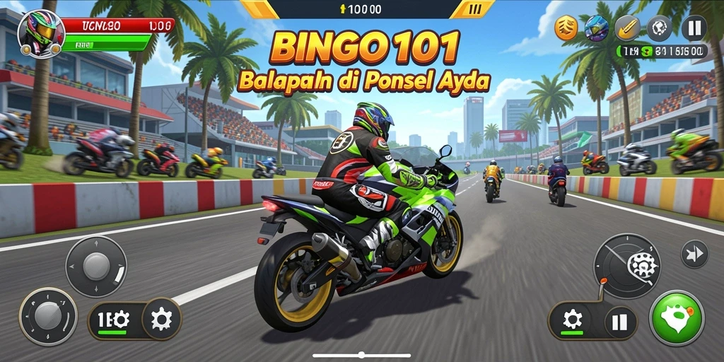 Tampilan mendebarkan dari balapan motor di BINGO101.
