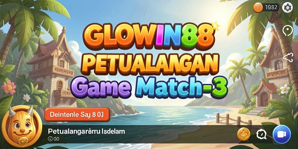 Tampilan seru gameplay GLOWIN88 dalam permainan Match-3.