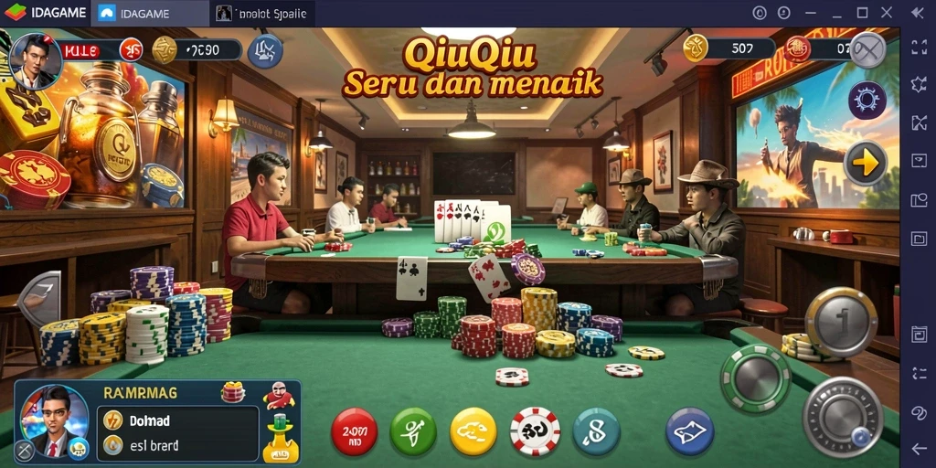 Screenshot IDAGAME menampilkan aksi seru permainan QiuQiu.