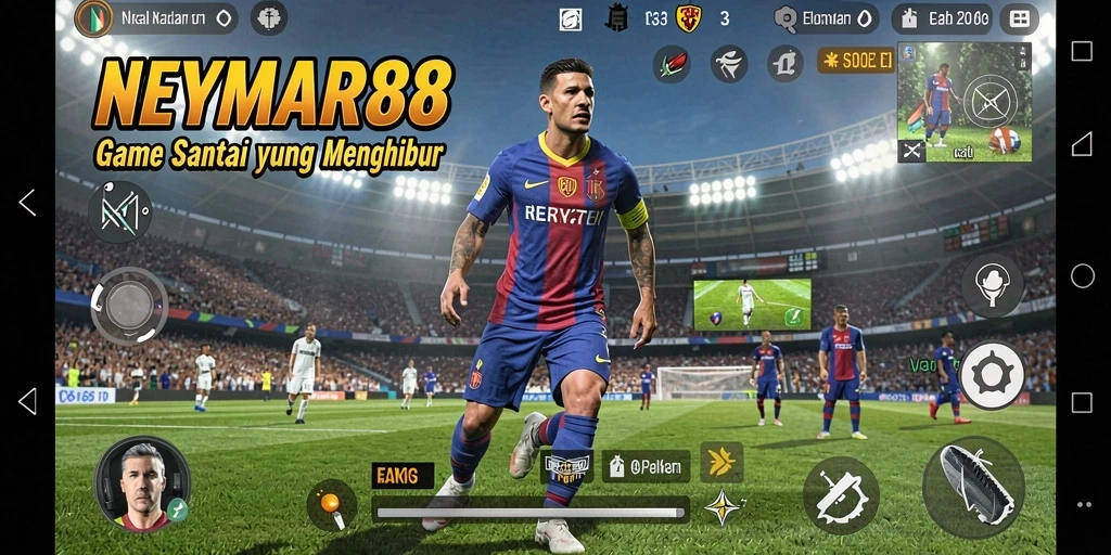 Tampilan gameplay NEYMAR88 yang ceria dan penuh warna.