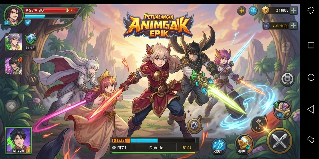 Tangkapan layar menampilkan karakter anime dalam pertarungan epik.