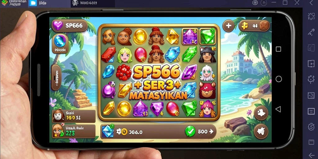 Tampilan seru gameplay SP666 saat mencocokkan item-match 3.