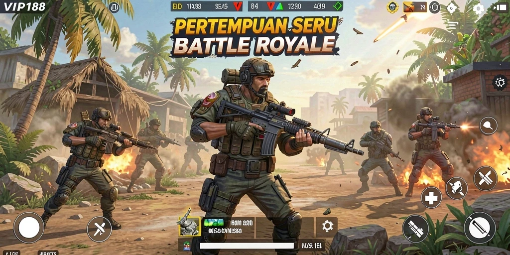 Gambaran gameplay seru dari VIP188 di arena Battle Royale.