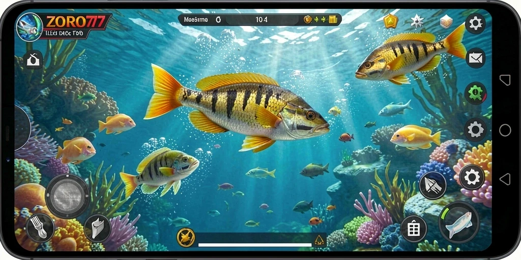 Screenshot menampilkan aksi seru menembak ikan di ZORO77.